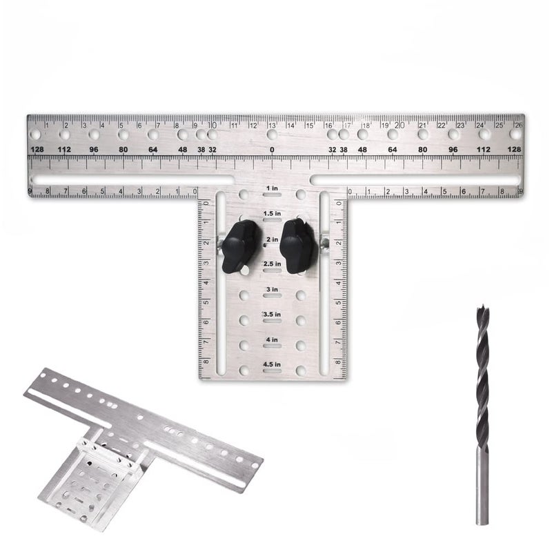 Mousike Cabinet Pull Metal Templateï¼Œ Handle Drill Mounting Template for Cabinet Doors and Drawers(Silver,1Pack) - Image 1